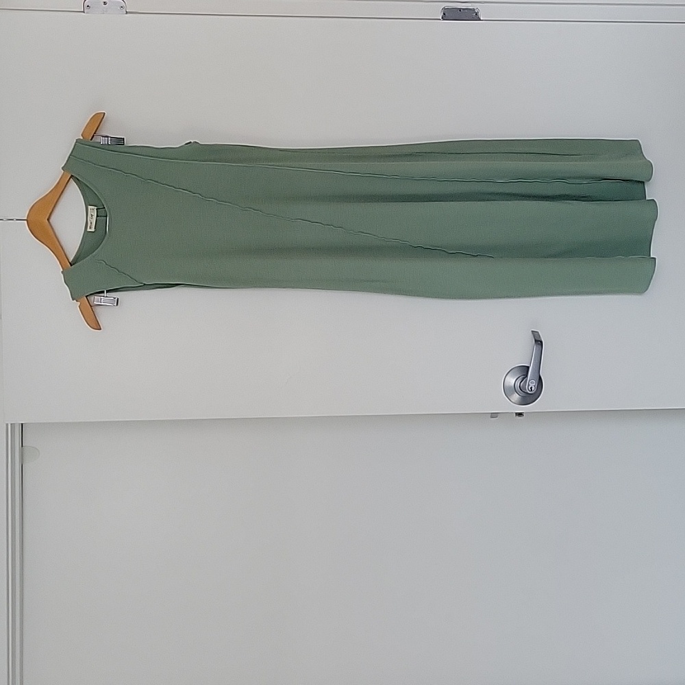 Sage Green Exposed Seam Rib Knit Midi
